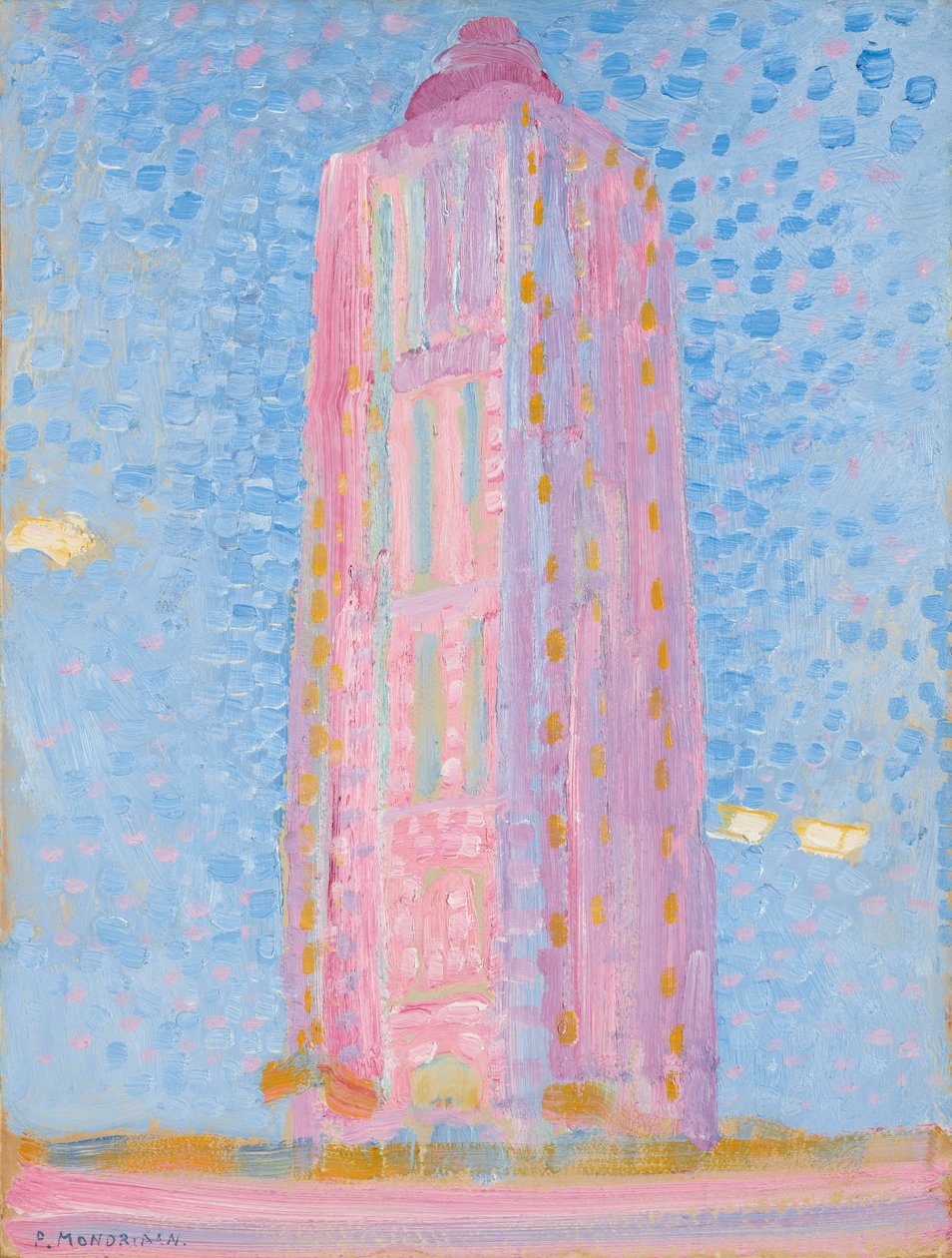 Leuchtturm in Westkapelle in Pink, 1909 von Piet Mondrian
