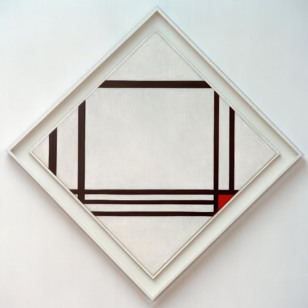 Bild Nr. III, Rautenkomposition mit acht Linien und Rot von Piet Mondrian