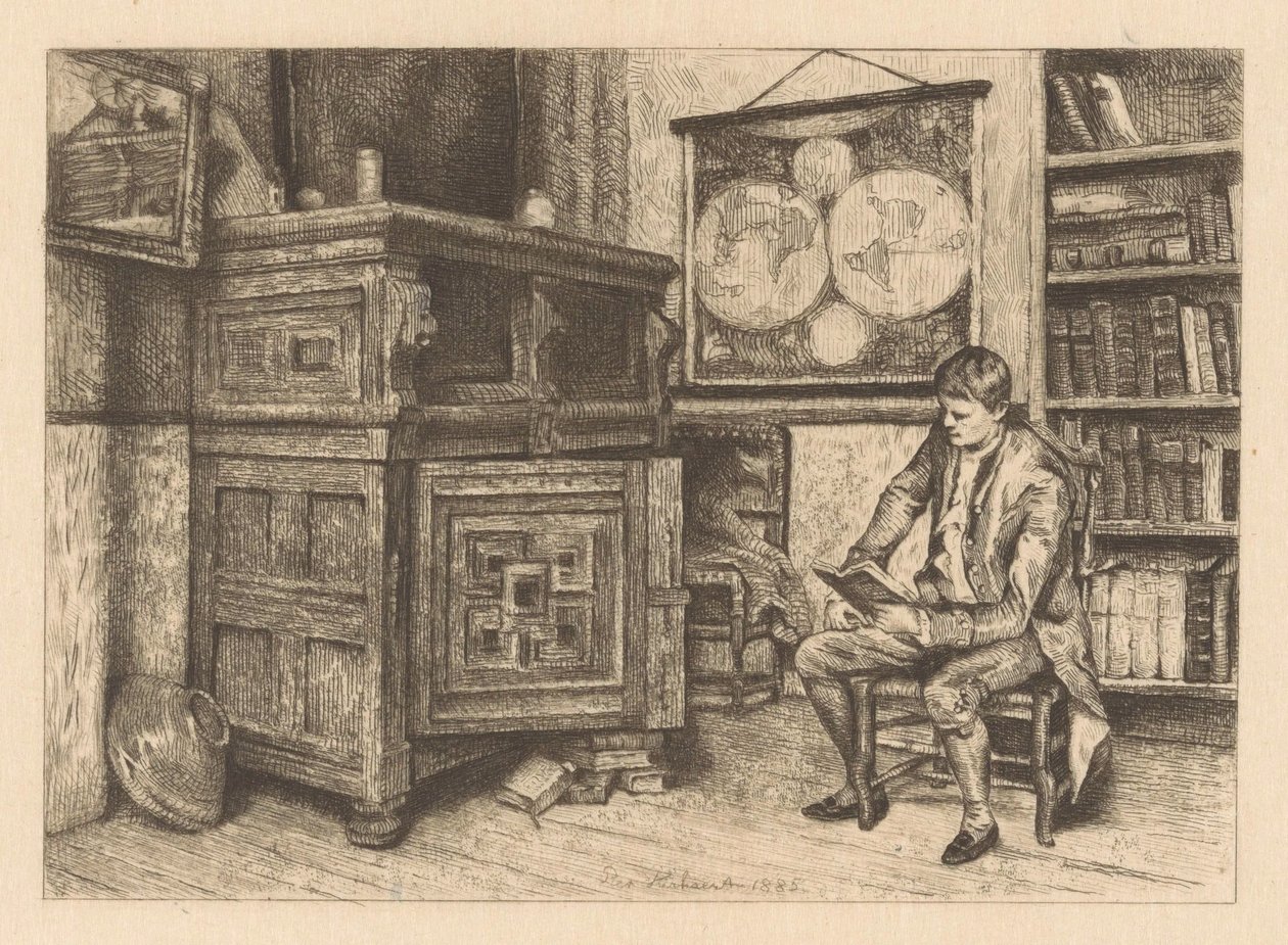 Lesender Mann in einem Interieur von Piet Verhaert