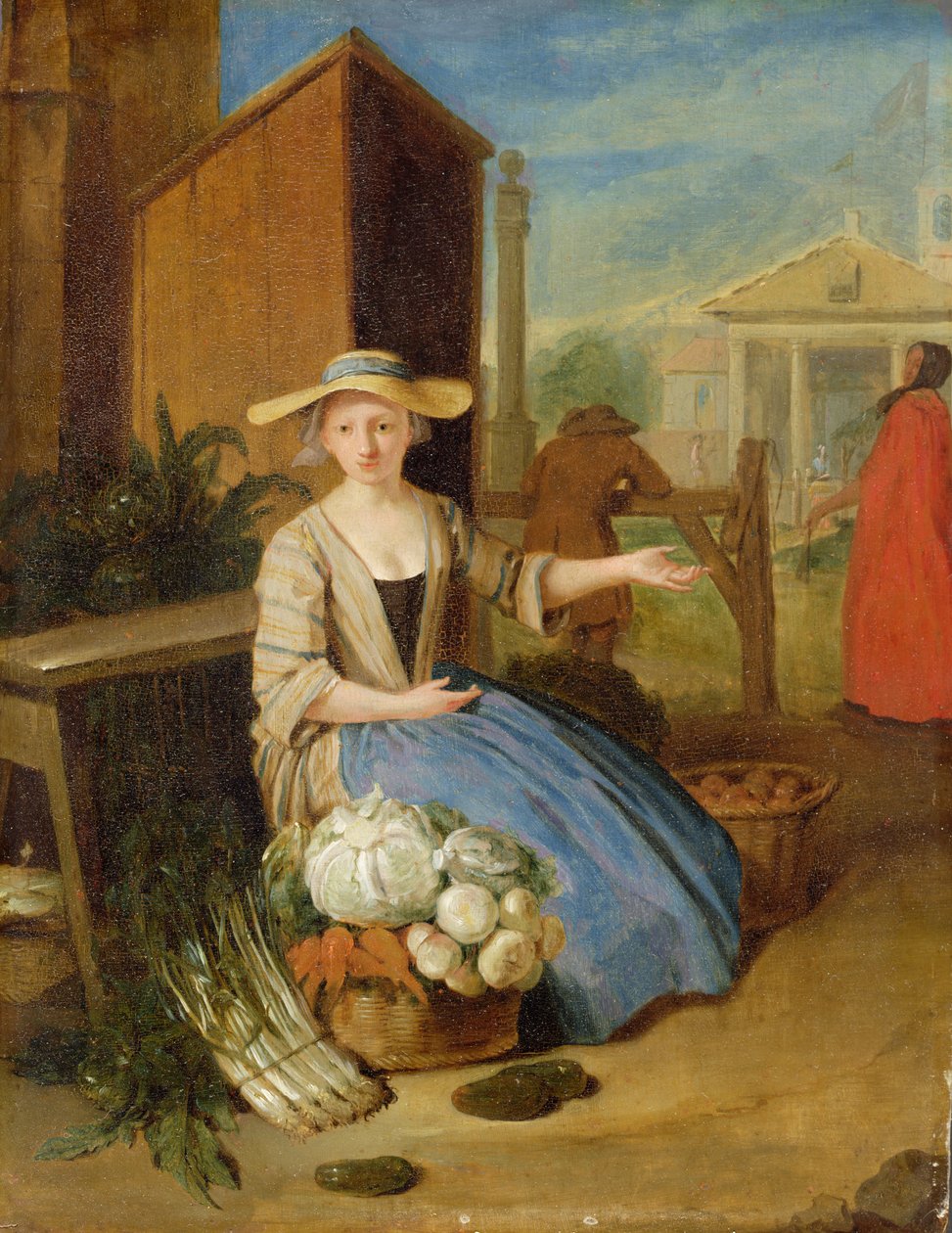 Gemüsehändler, Covent Garden, ca. 1726 von Pieter Angillis