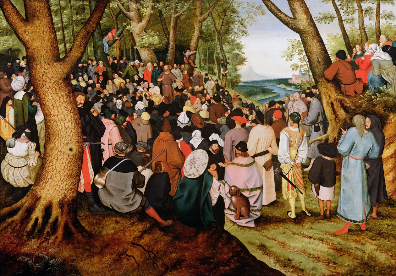 Landschaft mit Johannes dem Täufer predigend von Pieter Brueghel the Younger