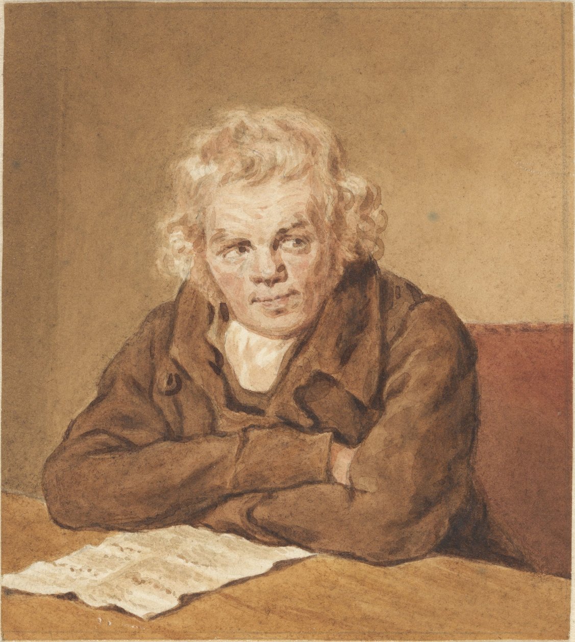 Porträt von Lourens van Schaick, sitzend an einem Tisch von Pieter Christoffel Wonder