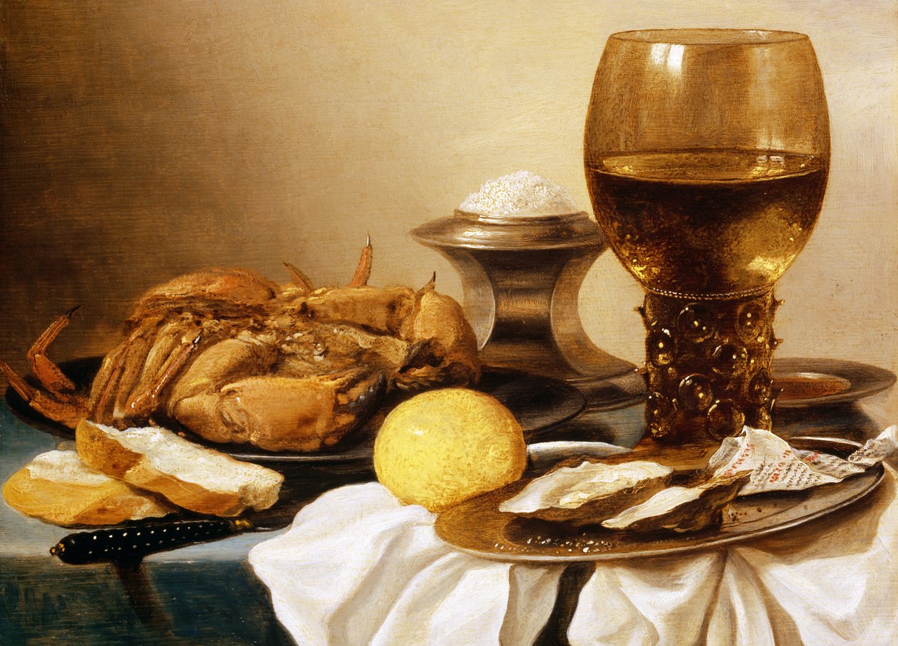 Stillleben mit einer Krabbe auf einem Zinnteller von Pieter Claesz