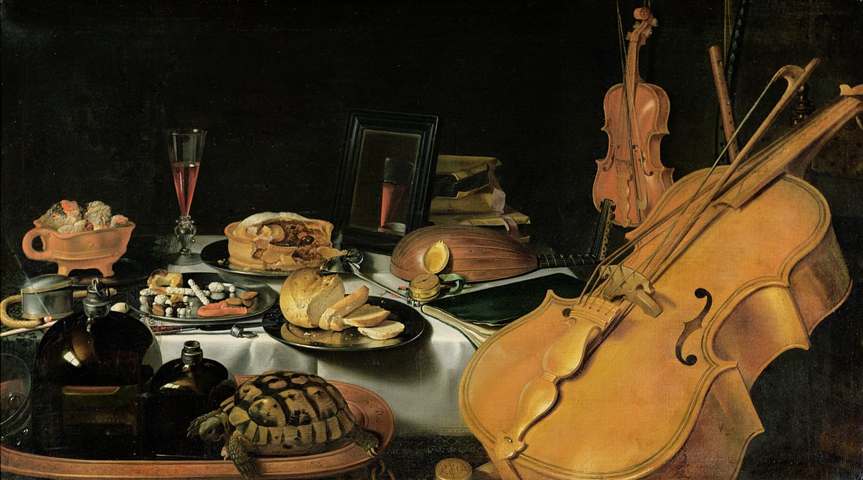 Stillleben mit Musikinstrumenten, 1623 von Pieter Claesz