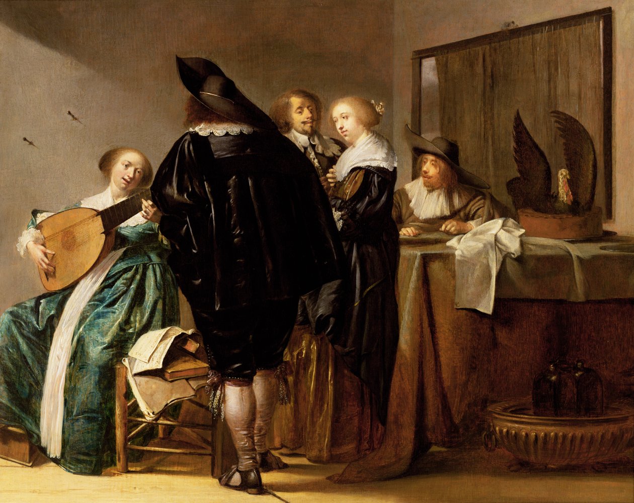 Eine elegante Gesellschaft in einem Innenraum von Pieter Codde