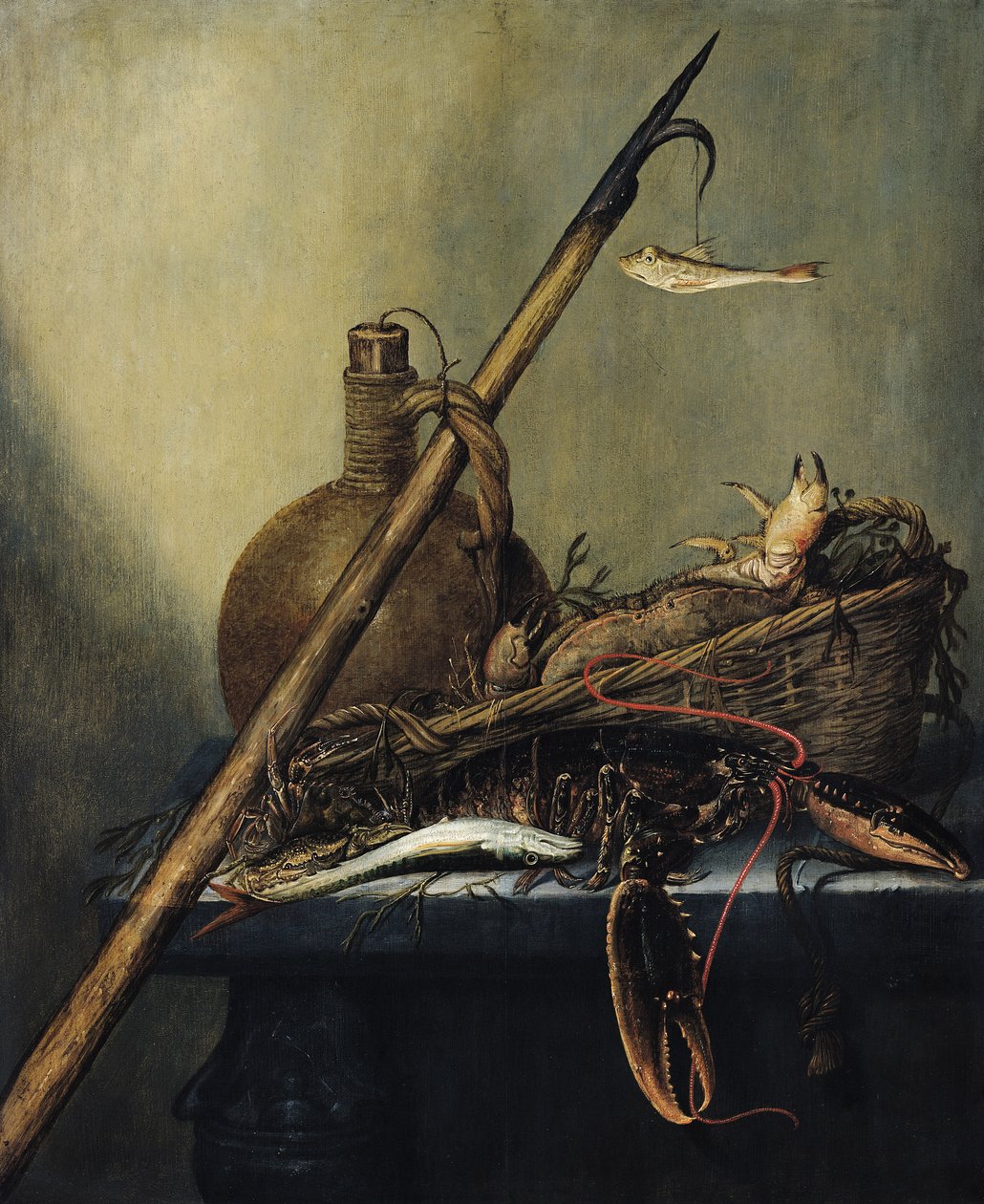 Stillleben mit einem Krug und Krustentieren von Pieter Cornelisz. Verbeeck