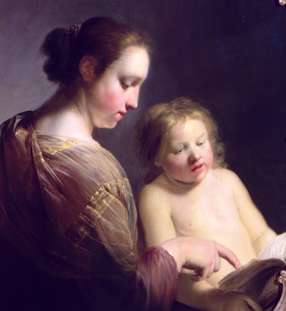 Die Jungfrau lehrt das Christkind lesen, ca. 1630 (Detail) von Pieter Fransz de Grebber
