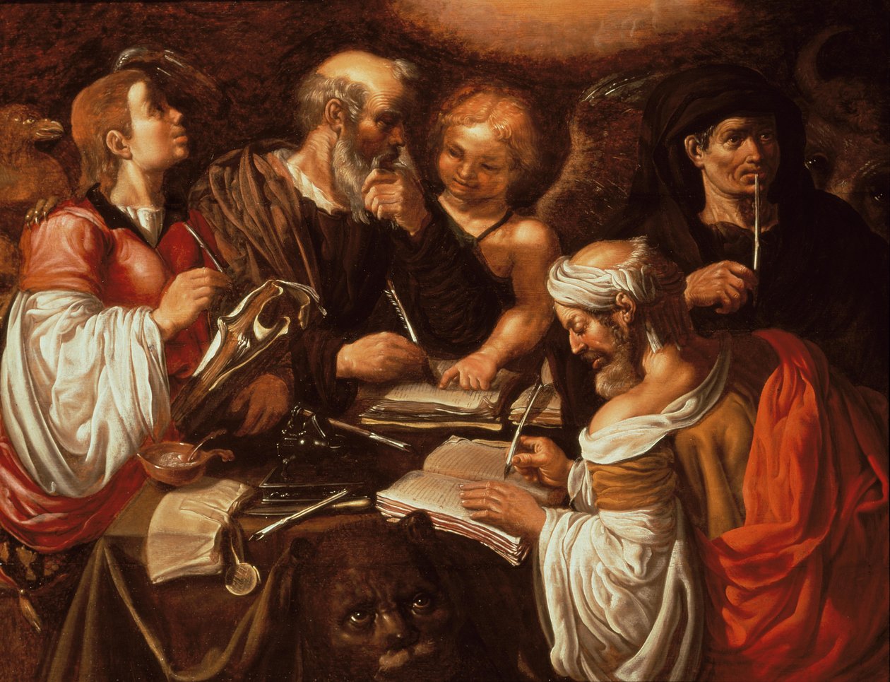 Die vier Evangelisten und ihre Symbole von Pieter Lastman