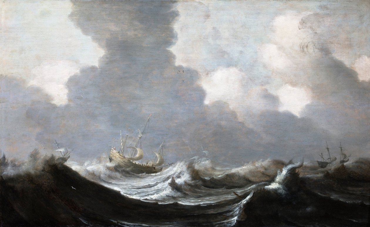 Vier Schiffe vor einem Sturm von Pieter Mulier the Elder