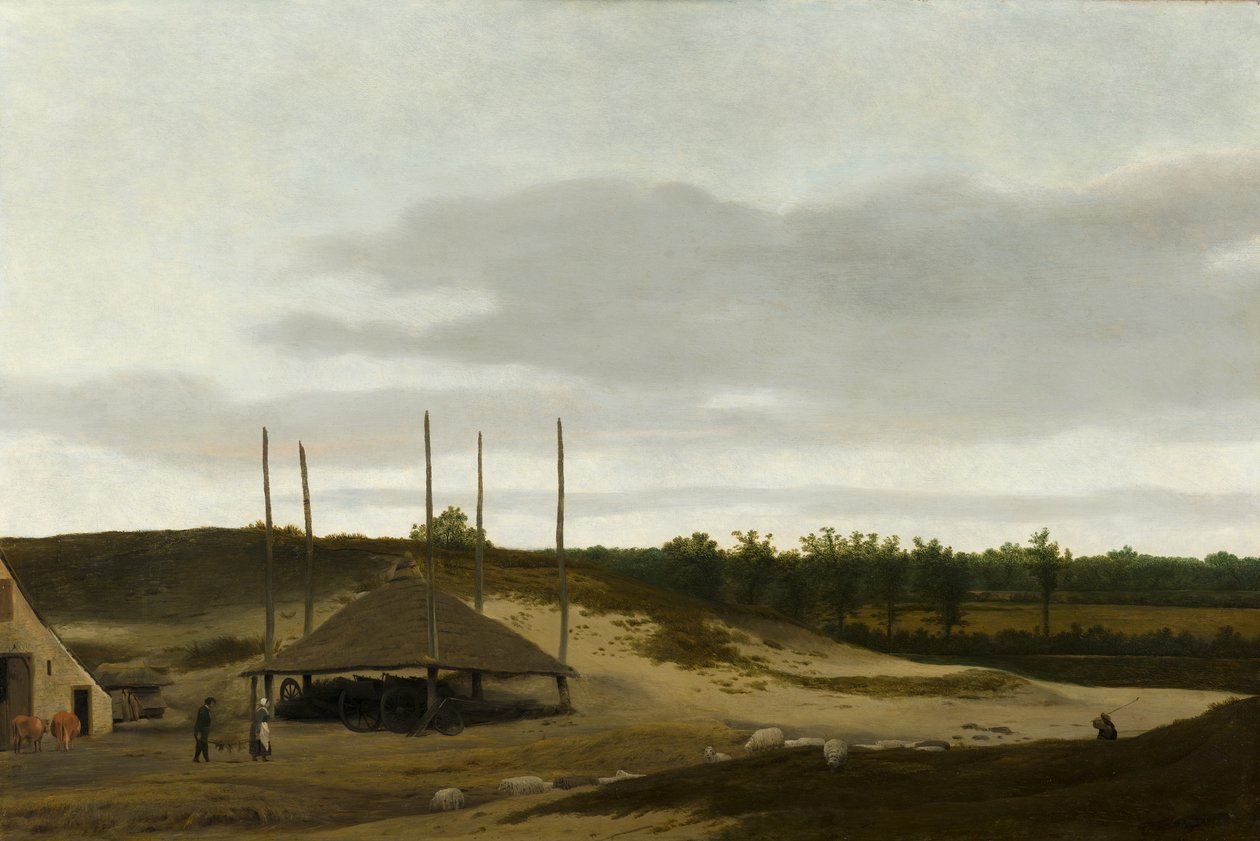 Dünenlandschaft mit einem Heuschober von Pieter Post