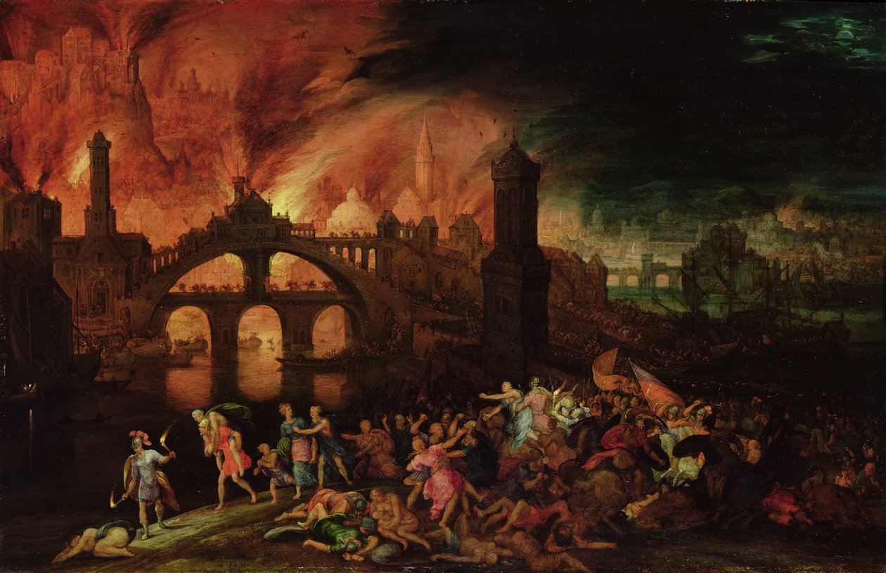 Die Zerstörung Trojas, 1606 von Pieter Schoubroeck