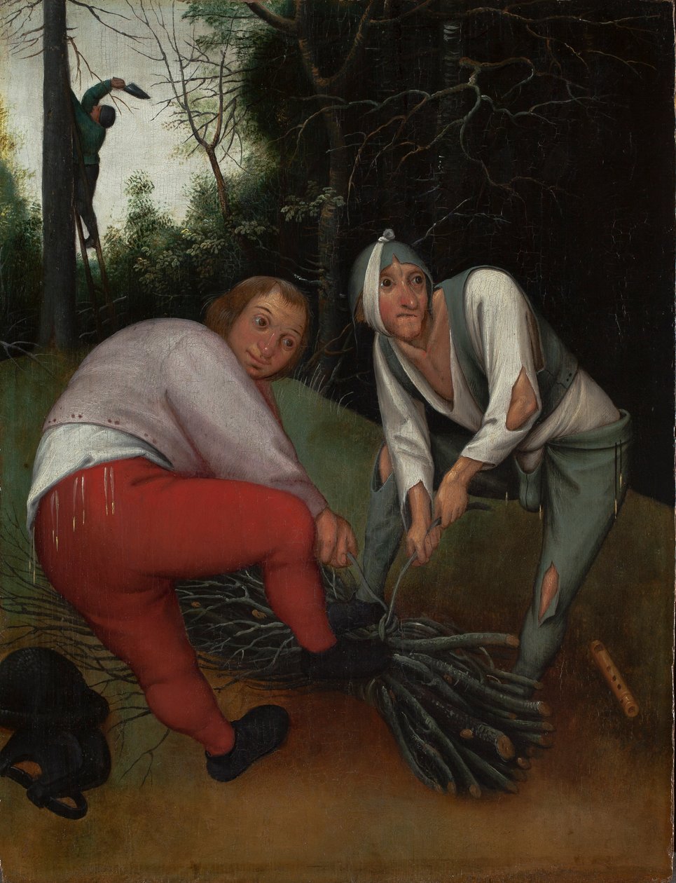 Zwei Bauern binden Reisigbündel von Pieter Brueghel the Younger