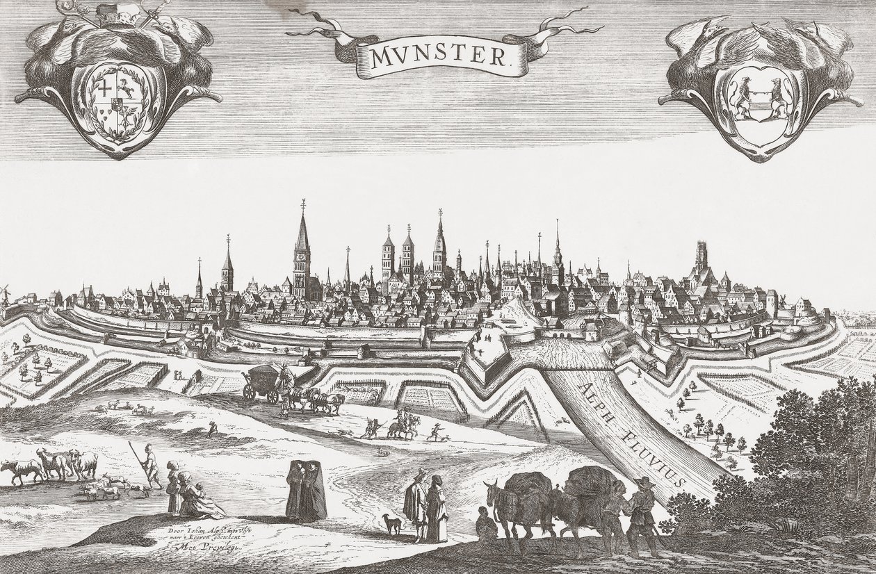 Panorama von Münster, Deutschland von Pieter (after) Nolpe