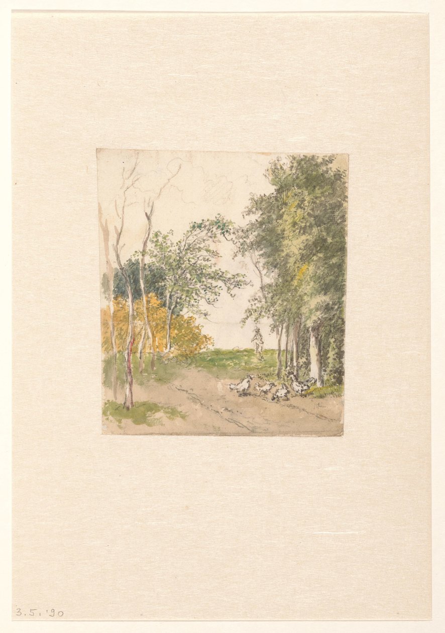Landschaft mit Hühnern entlang des Weges von Pieter Bartholomeusz. Barbiers