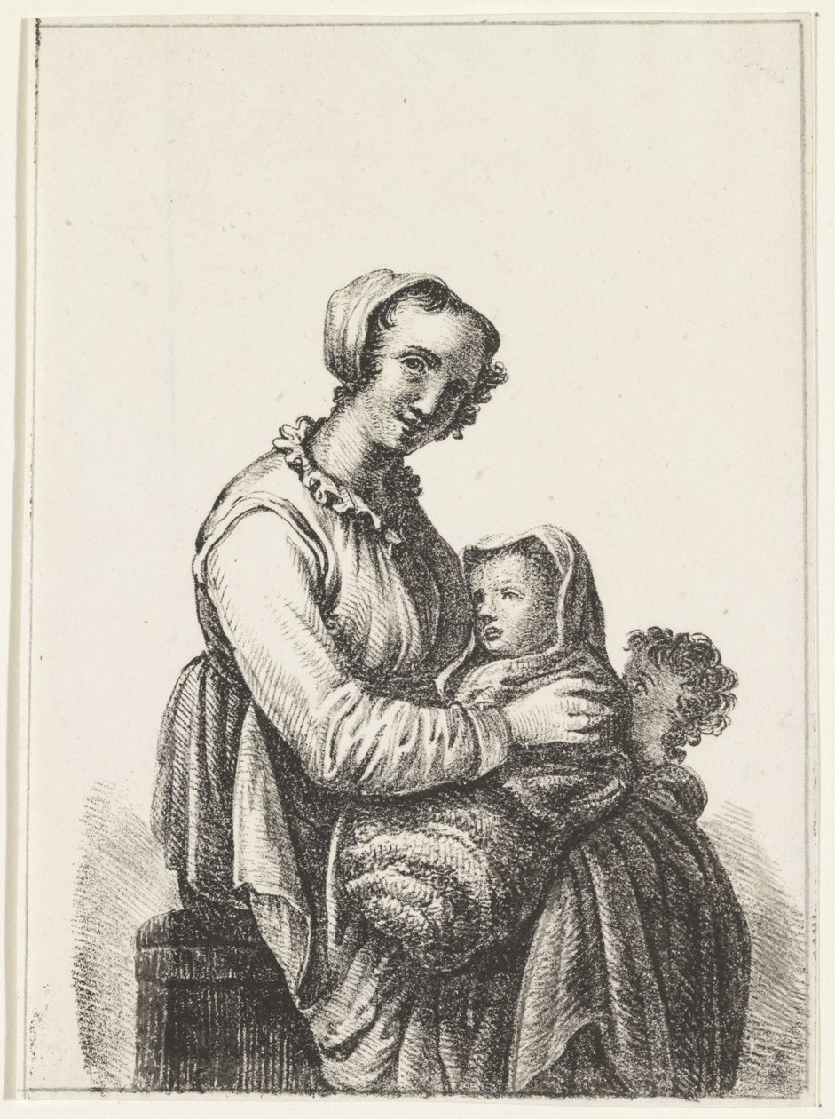 Mutter mit Baby und Kleinkind von Pieter Bartholomeusz. Barbiers