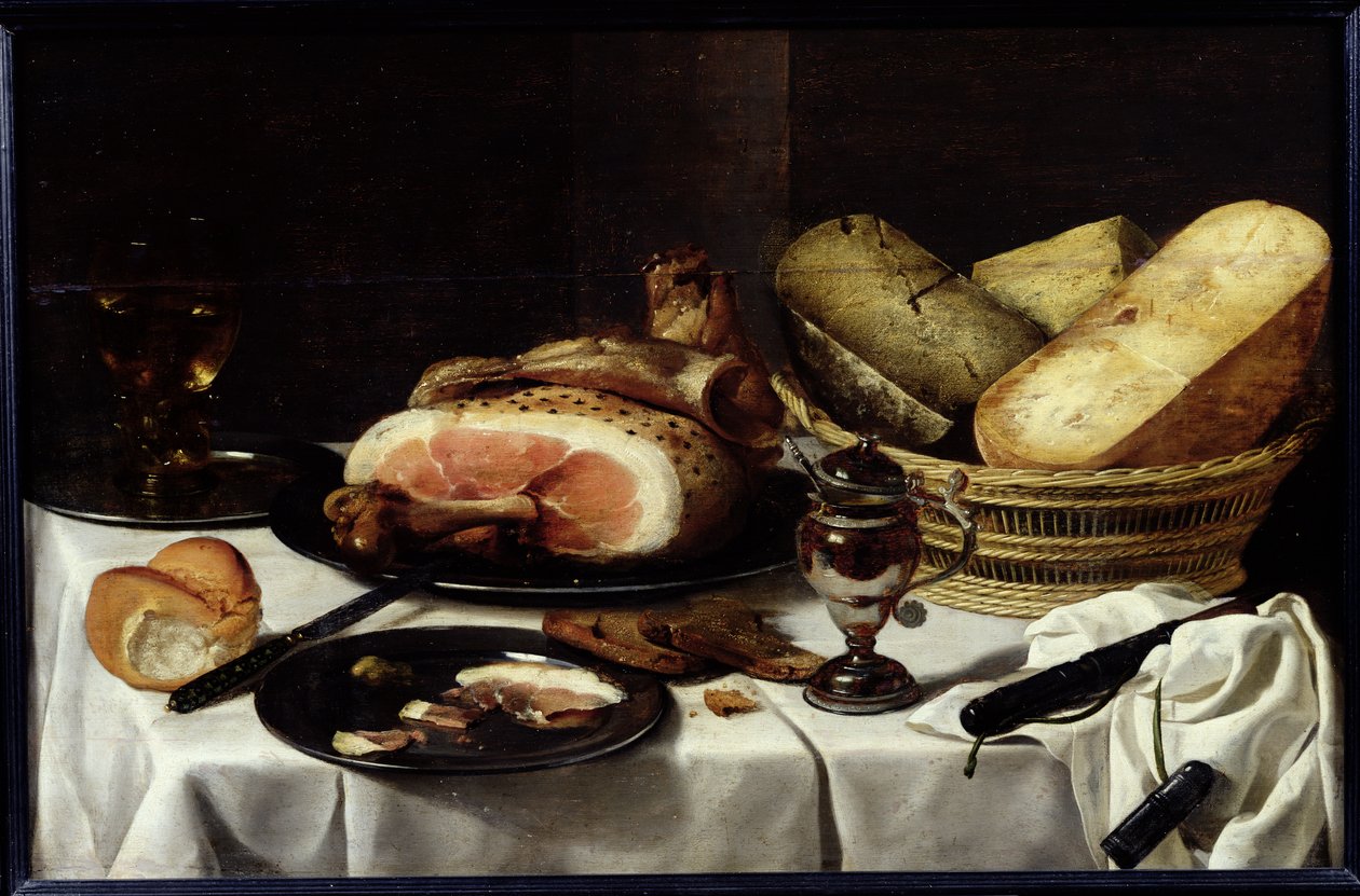 Stillleben mit Schinken von Pieter Claesz