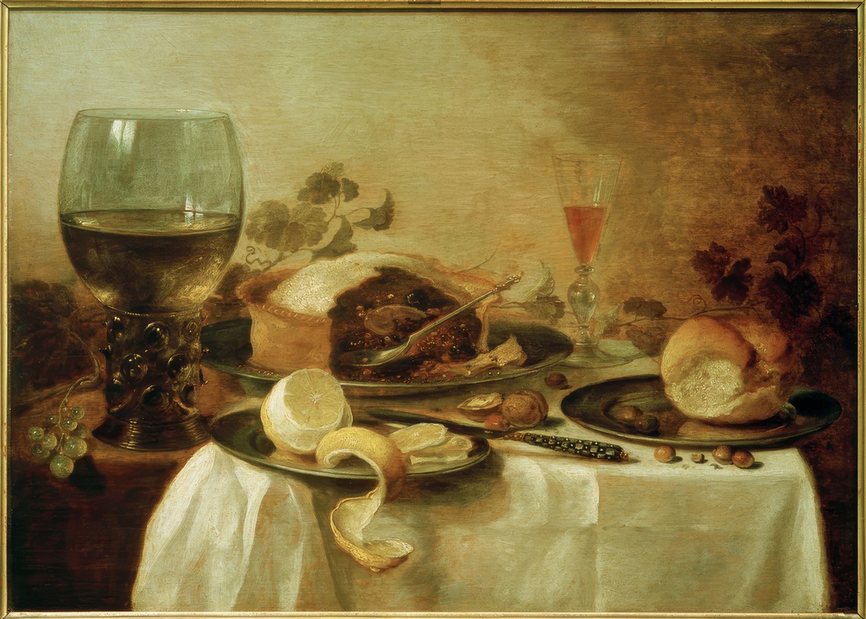 Stillleben mit Pastete von Pieter Claesz