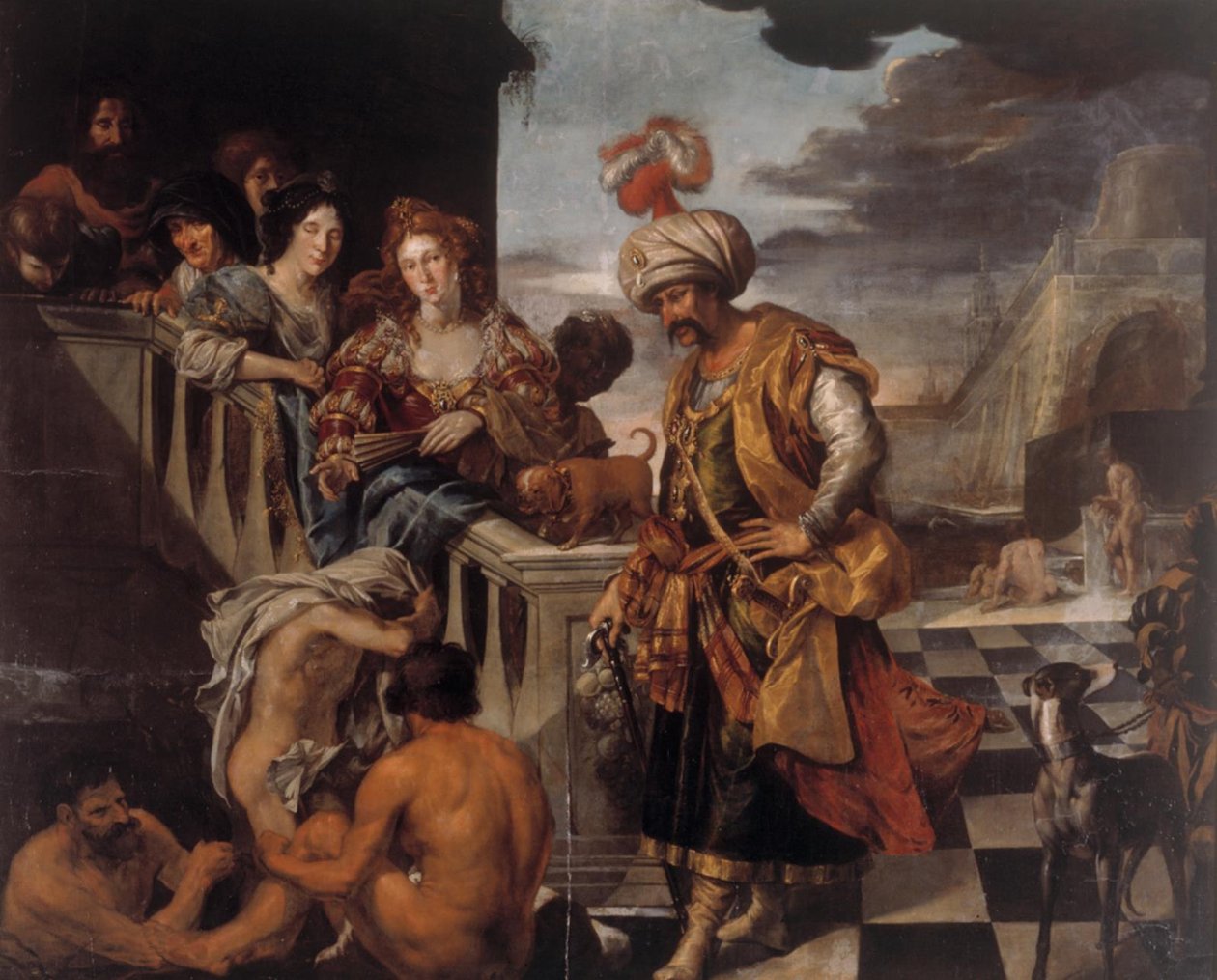 Baden in einem orientalischen Hafen von Pieter Isaacsz
