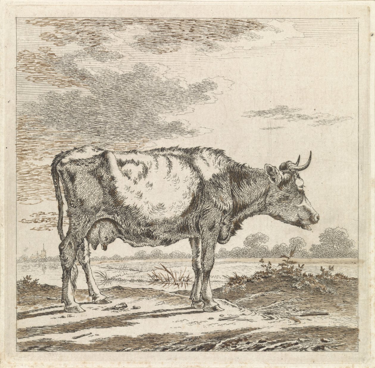 Landschaft mit Kuh am Wasser von Pieter Janson