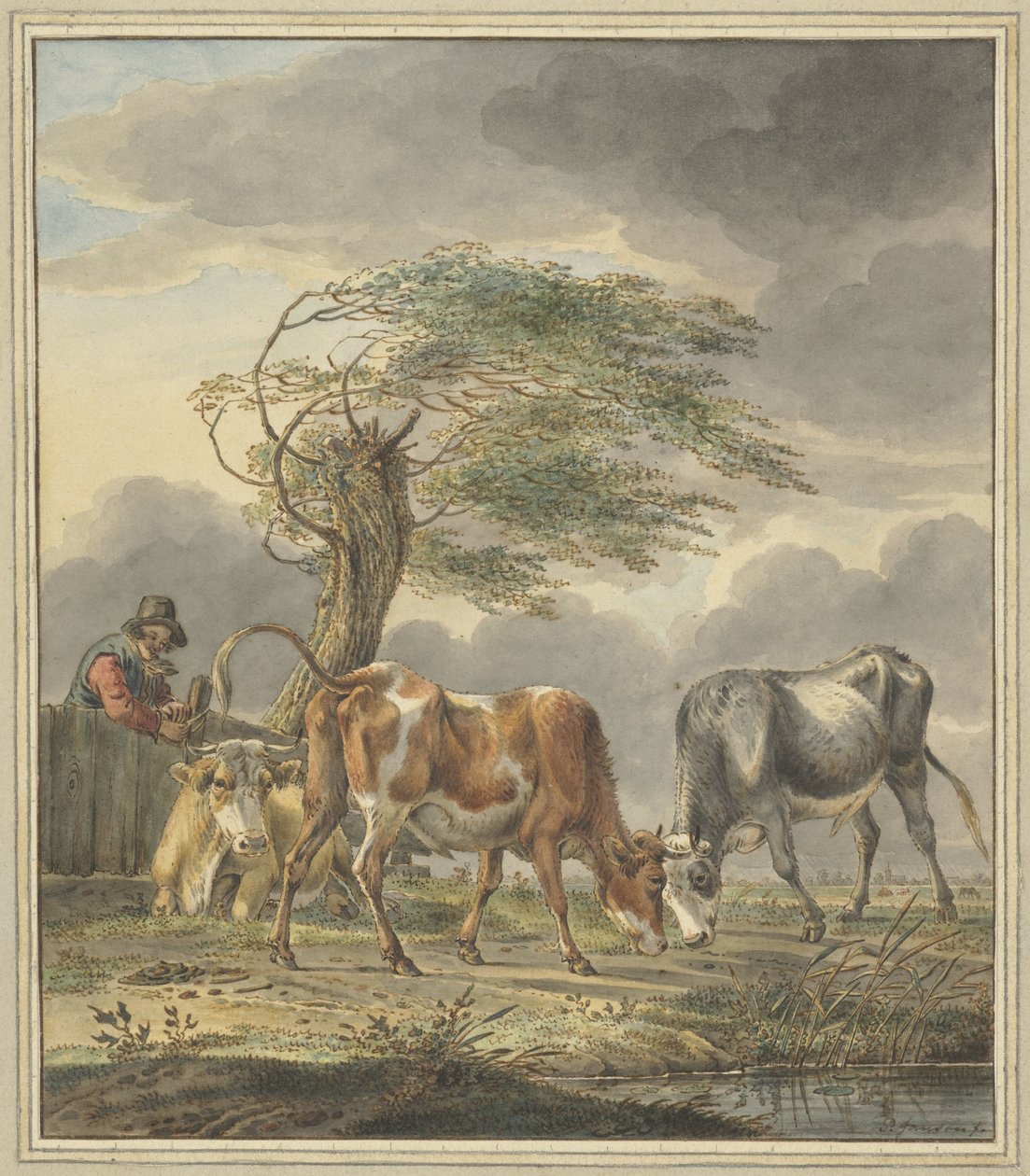 Zwei junge Stiere und eine Kuh von Pieter Janson