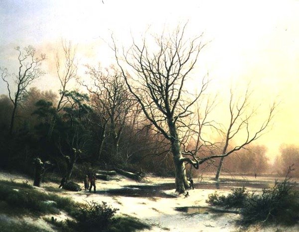 Wintersonnenuntergang von Pieter Lodewijk Francisco Kluyver