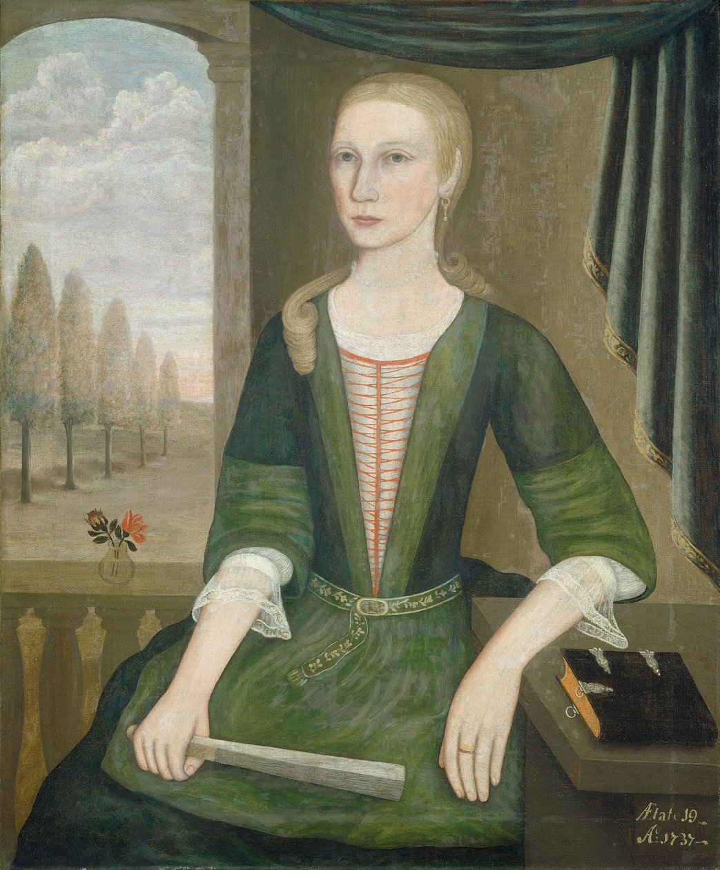 Junge Dame mit einem Fächer von Pieter Vanderlyn