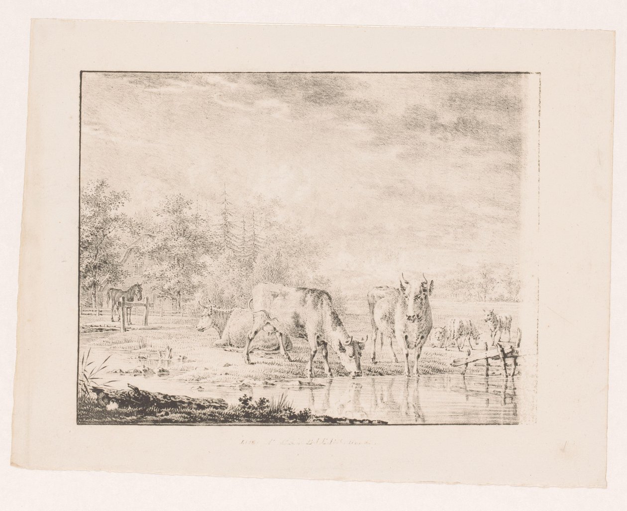 Kühe am Wasser von Pieter de Goeje (attributed to)