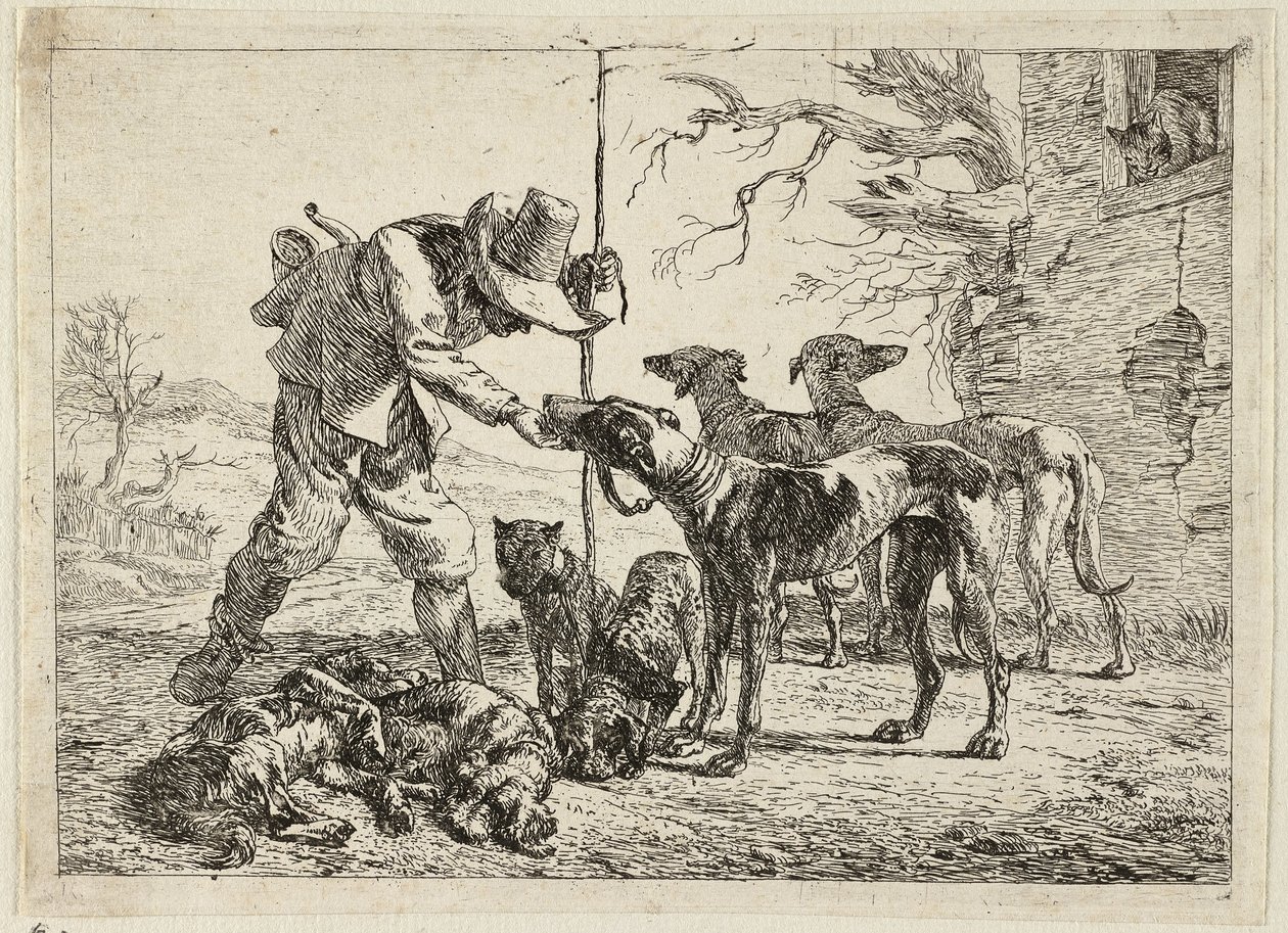 Jäger mit sieben Hunden von Pieter van Laer