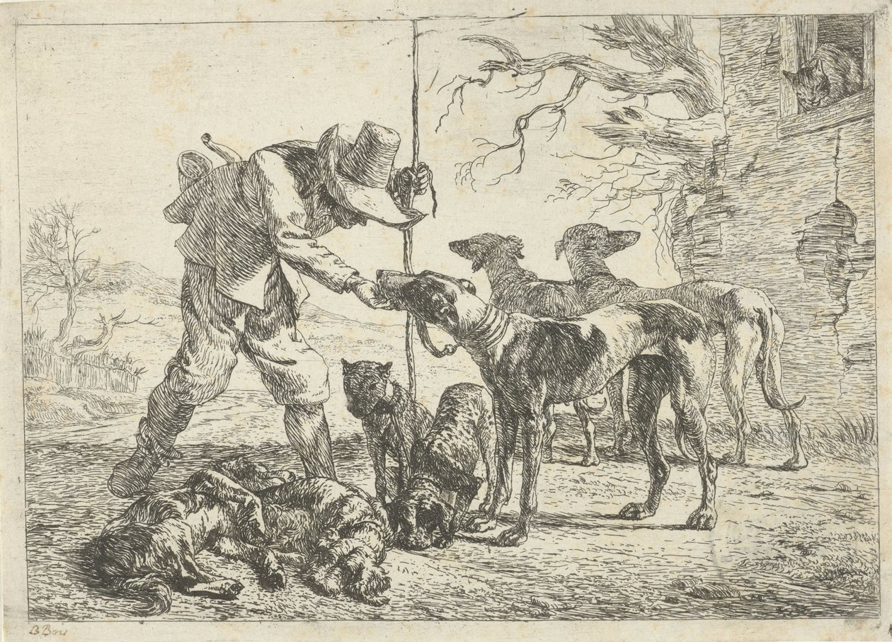 Jäger mit sieben Hunden von Pieter van Laer