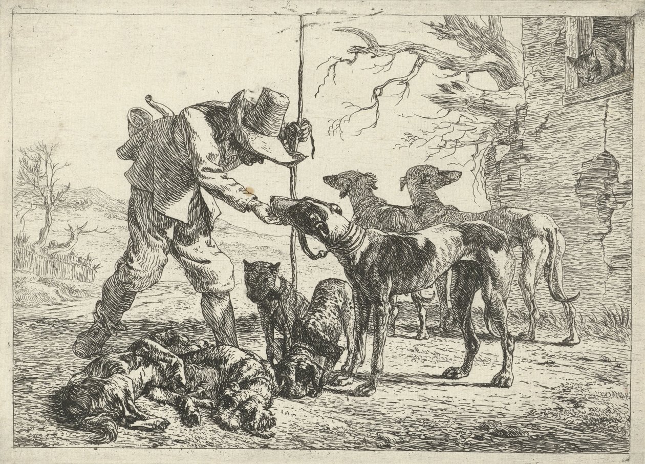 Jäger mit sieben Hunden von Pieter van Laer