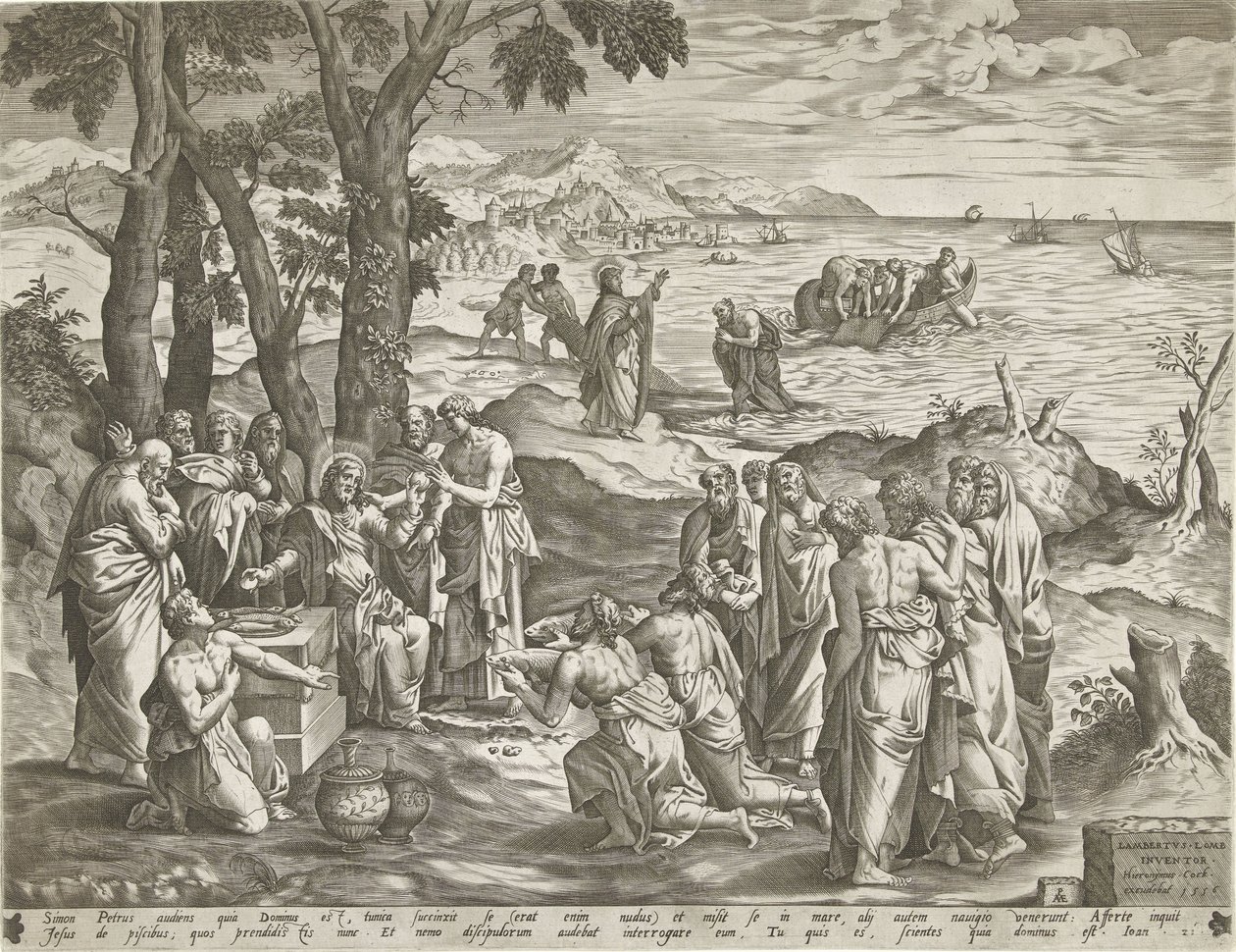 Wunderbarer Fischfang und wunderbare Speisung von Pieter van der Heyden