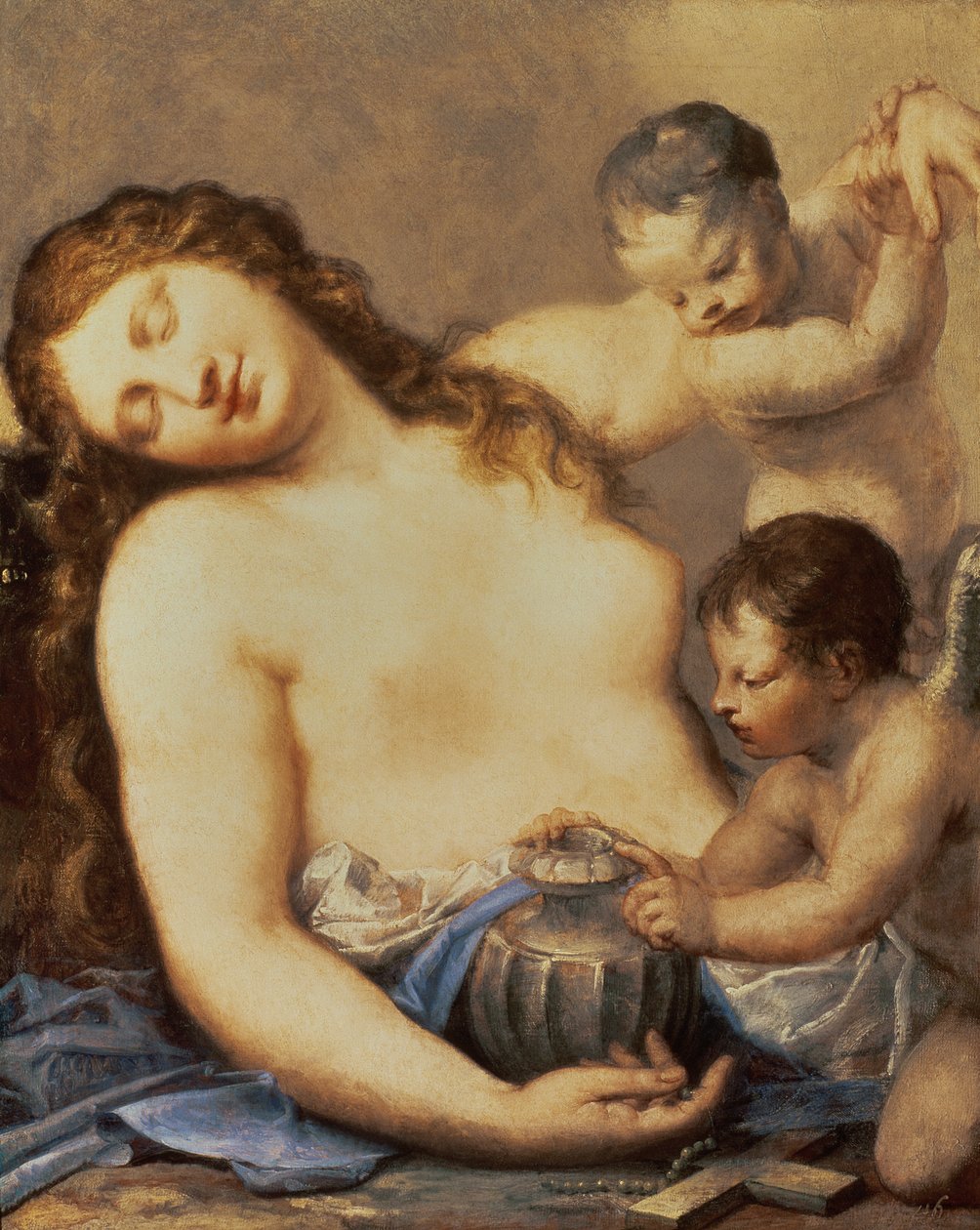 Reuige Maria Magdalena mit Putti von Pietro Liberi