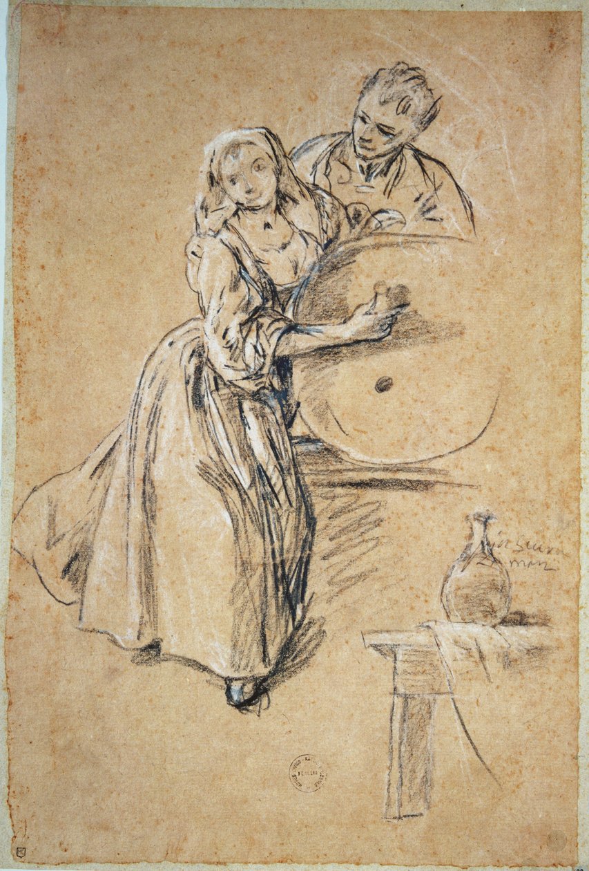 Weinschenk mit einem jungen Mann von Pietro Longhi