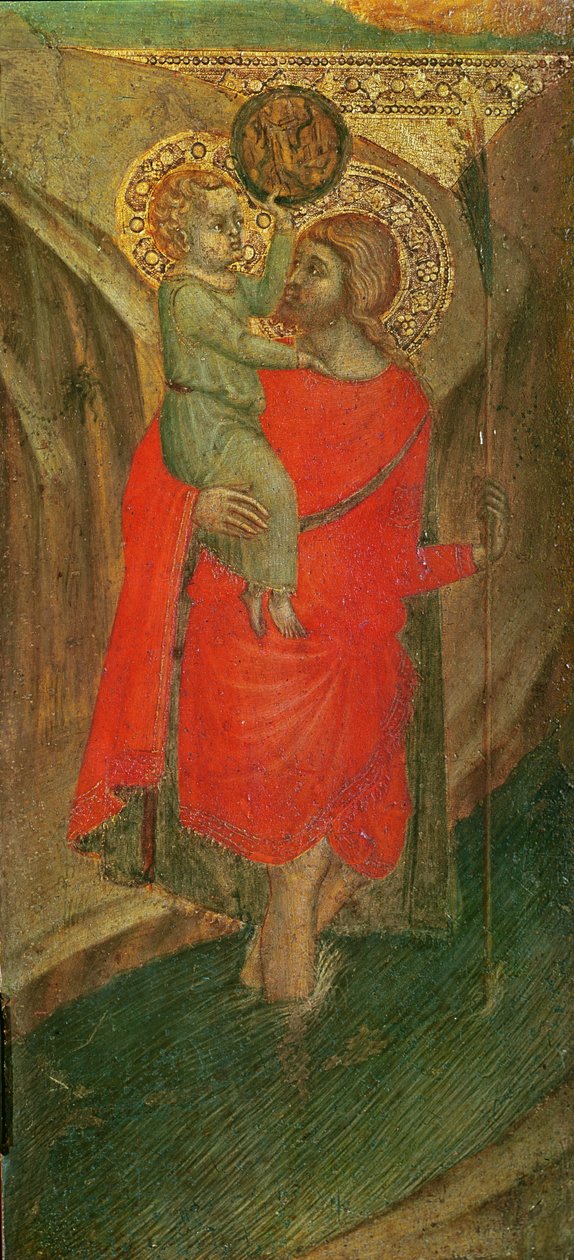 Triptychon der Jungfrau und des Kindes (linkes Panel: Heiliger Christophorus) von Pietro Lorenzetti