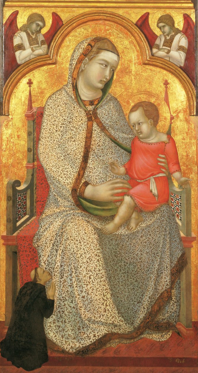 Thronende Jungfrau mit Kind und Stifter, Engel von Pietro Lorenzetti