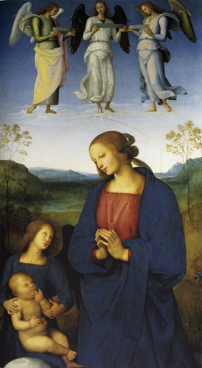 Pietro Perugino: Polyptychon der Certosa di Pavia (Jungfrau mit Kind und Engeln) von Pietro Perugino