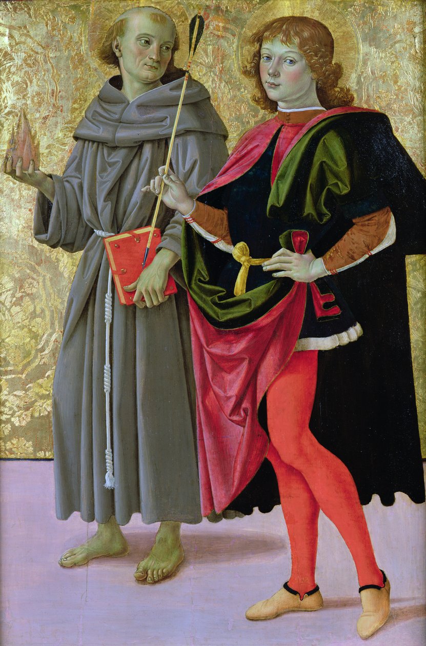 Der heilige Sebastian mit einem Franziskanermönch, ca. 1473 von Pietro Perugino
