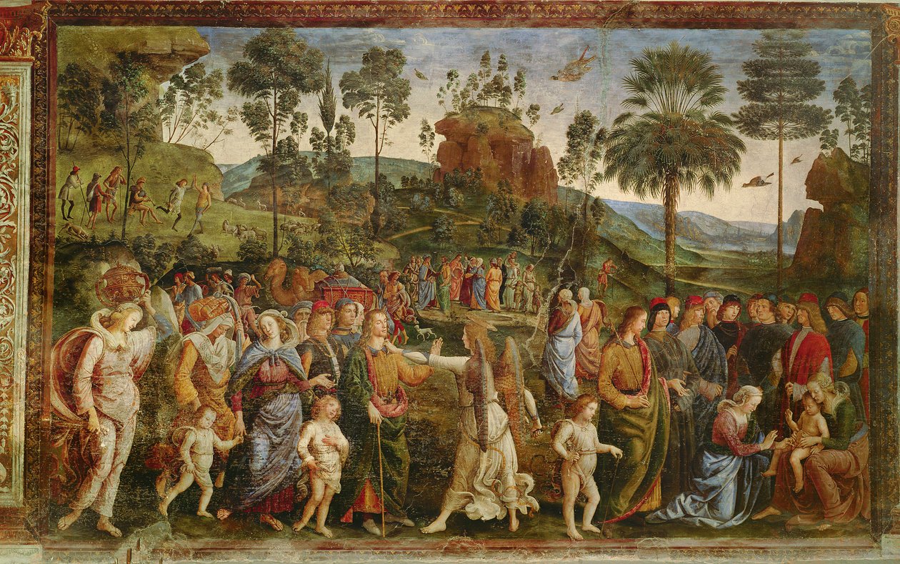 Die Reise des Moses, ca. 1481-83 von Pietro Perugino