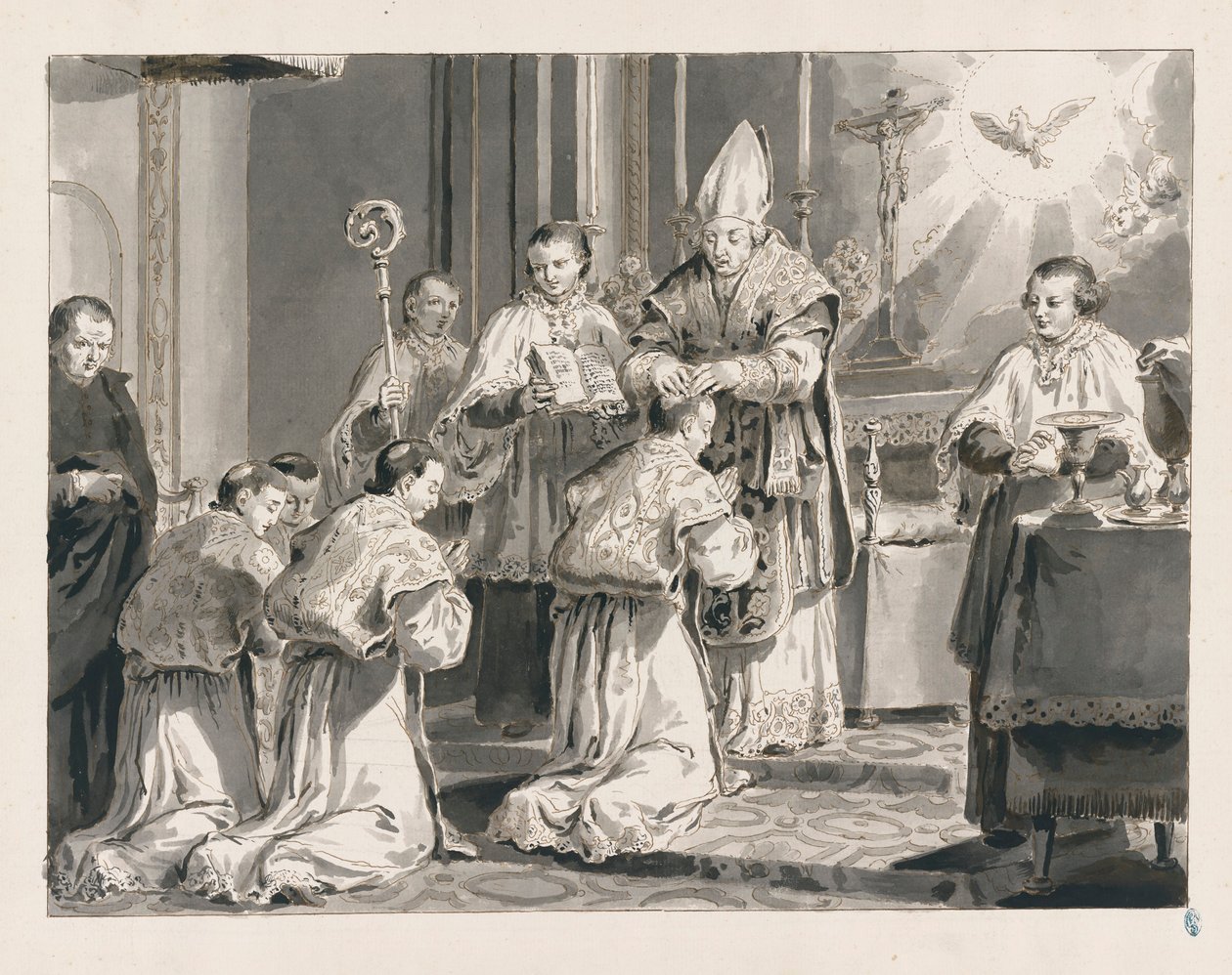 Priesterweihe aus Die sieben Sakramente von Pietro Antonio Novelli