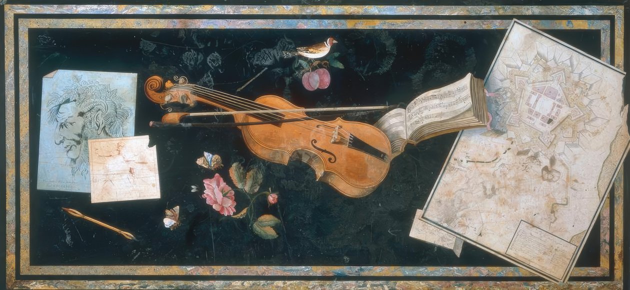 Tischplatte mit Scagliola Florenz von Pietro Antonio Paolini