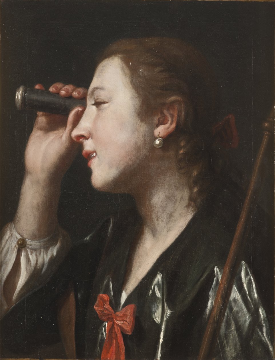 Mädchen, das durch ein Teleskop schaut von Pietro Antonio Rotari