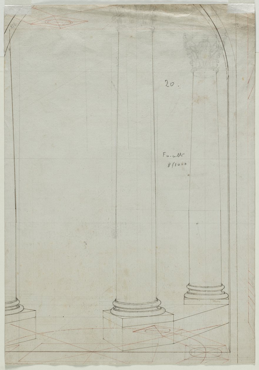 Architektonische Zeichnung von Säulen (Verso) von Pietro Fancelli
