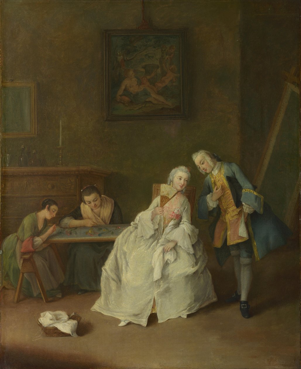 Eine Dame empfängt einen Kavalier, 1747-1755 von Pietro Longhi