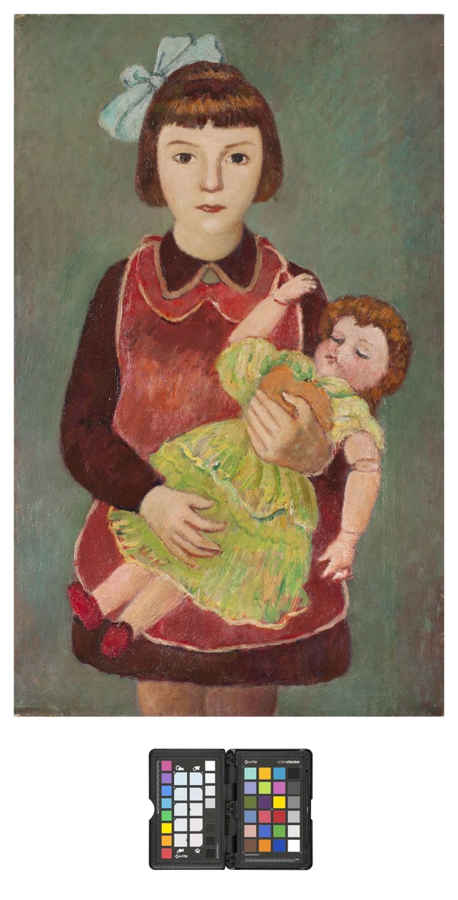 Junges Mädchen mit Puppe, 1928 von Pietro Marussig