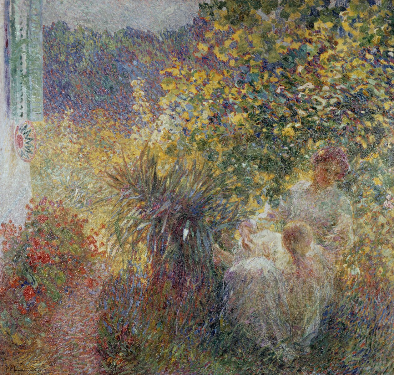 Mutter und Sohn im Garten von Plinio Nomellini