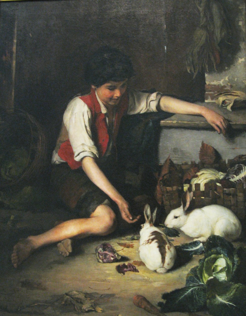 Kind mit Kaninchen von Polychronis Lembesis