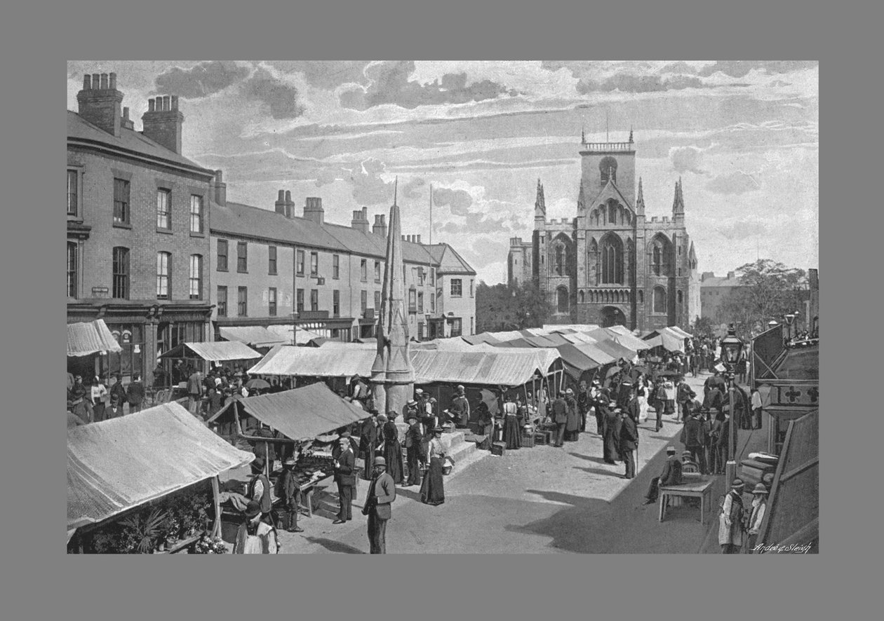 Marktplatz, Selby, um 1900 von Poulton and Co