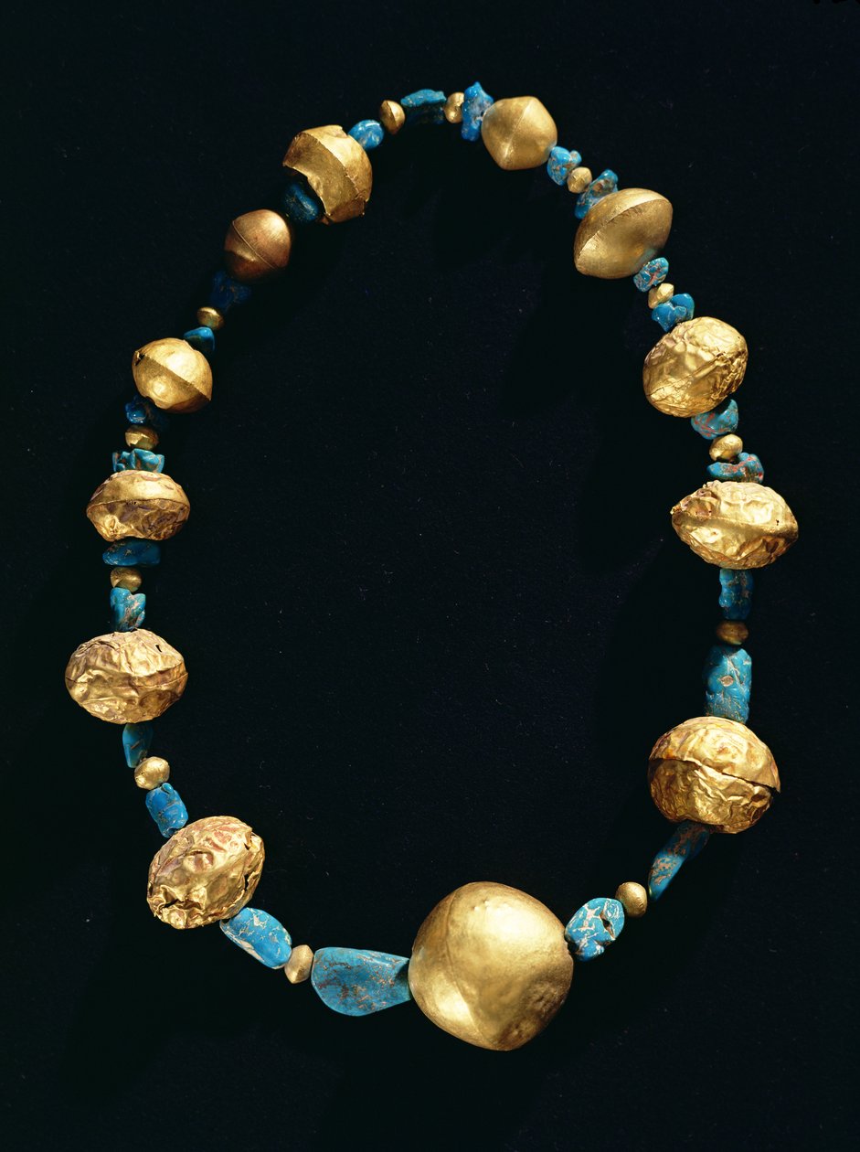 Halskette (Türkis und Gold) von Pre Columbian
