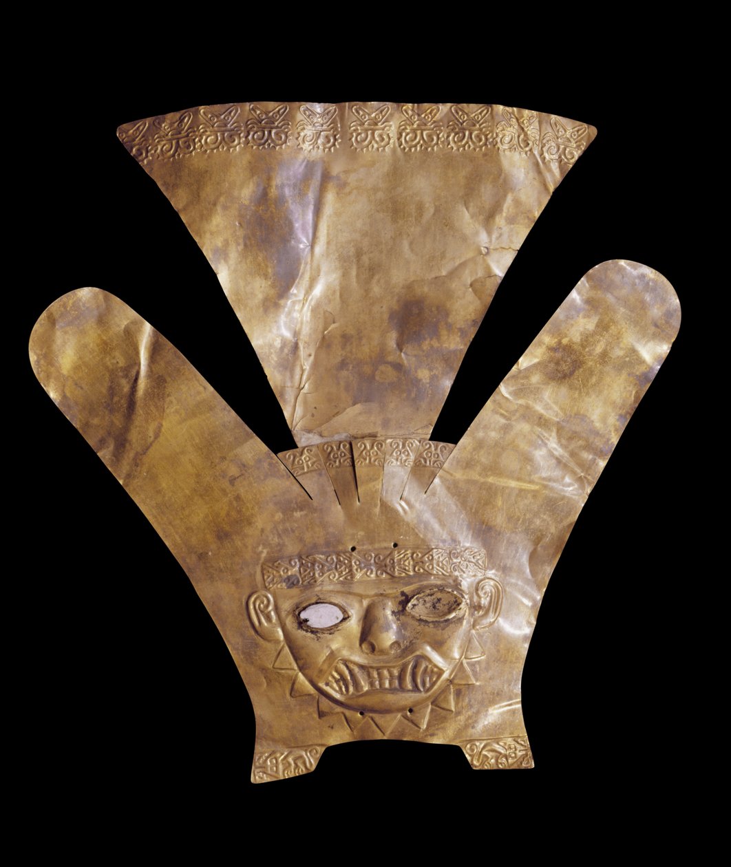 Kopfschmuck, der eine gefiederte Katzen-Gottheit darstellt, Mochica-Stil von Pre Columbian Pre Columbian