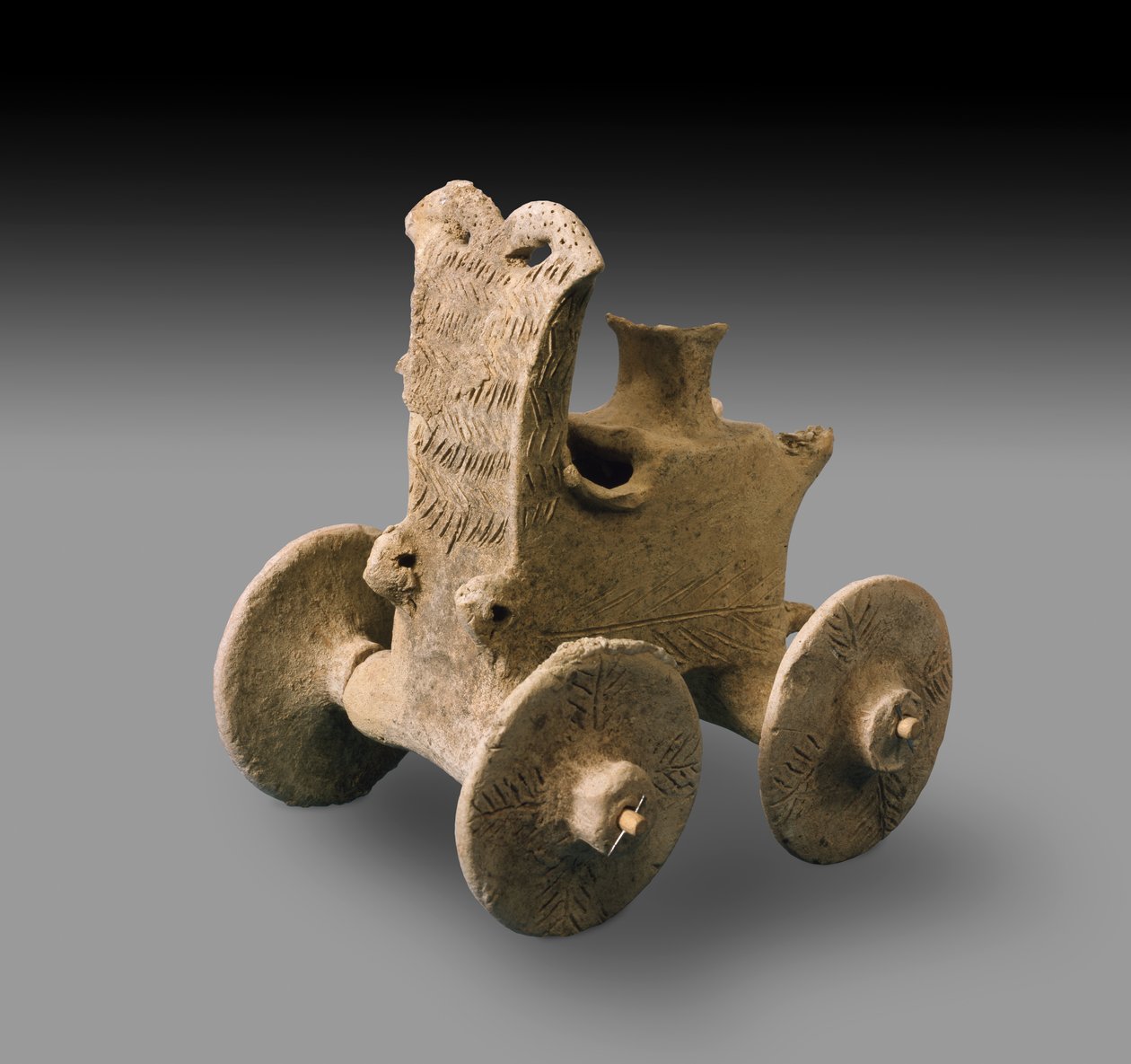 Prähistorisches Modell eines Streitwagens (gebrannter Ton) von Prehistoric